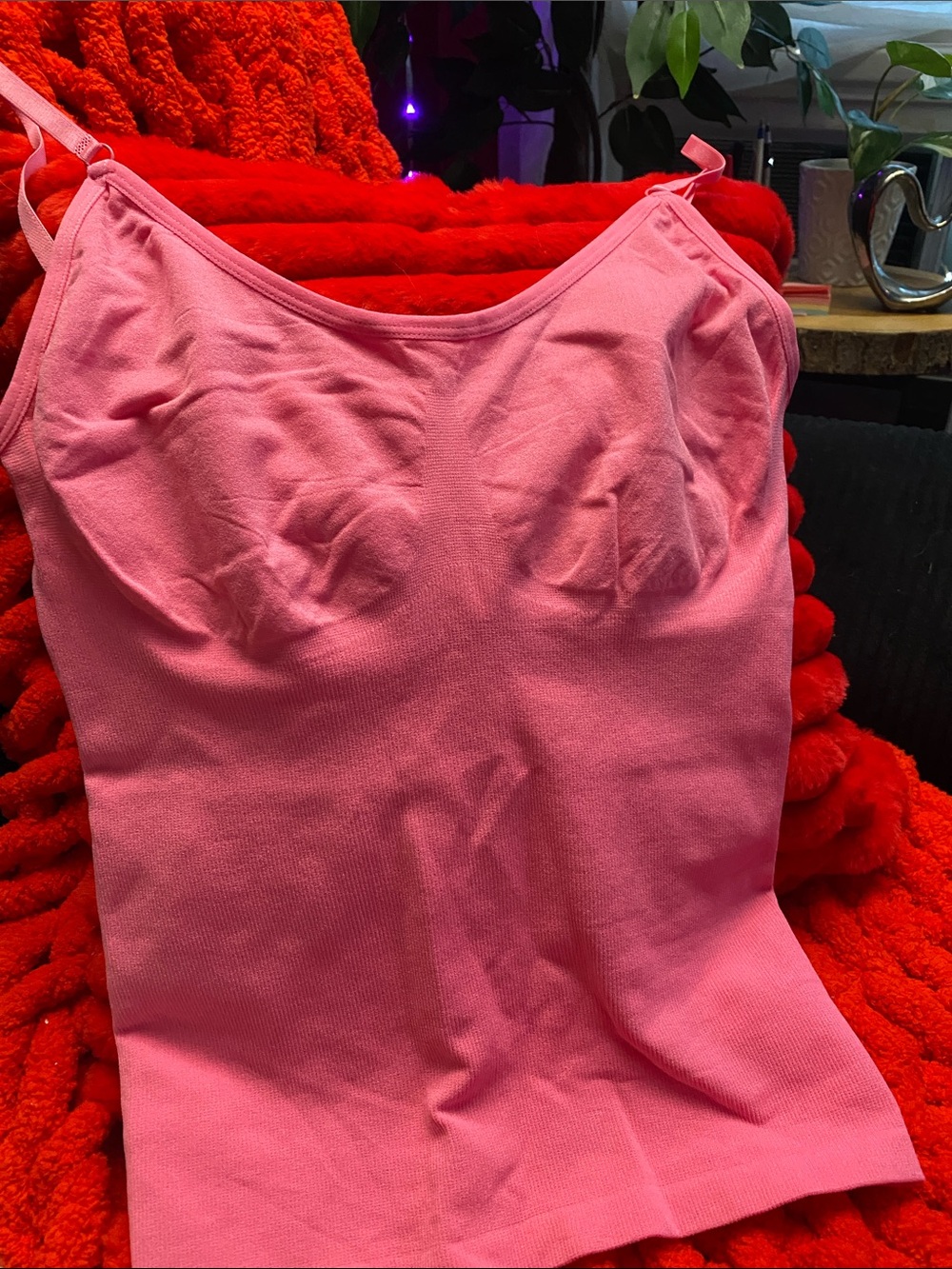 Seamless Pink Women's Camisole with Light Support. Like a compression top.